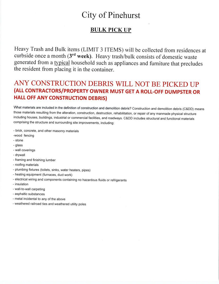 Policy for Bulk Pickup